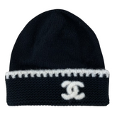 Chanel CC Logo Wool Beanie Black & White